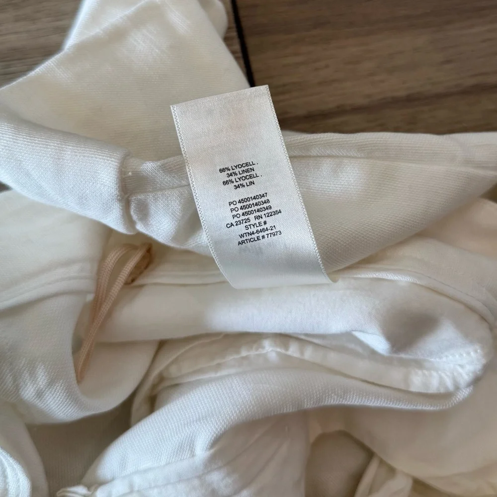 Aritzia Wilfred White Linen Cuffed Drawstring Pants Trousers Size Small